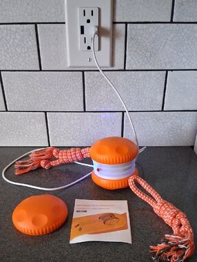 Interactive Orange Dog Tug Toy with Rope